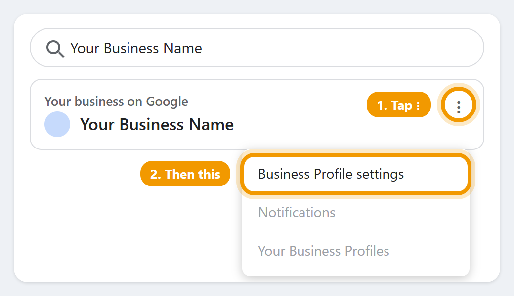 Step 2: Open Business Profile settings