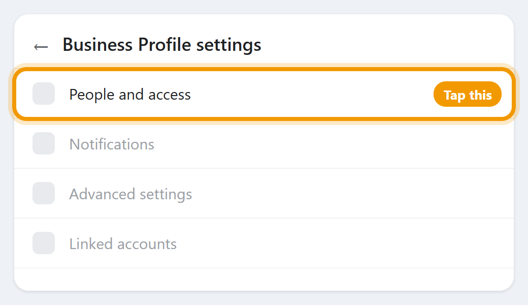 Step 3: Tap People and access